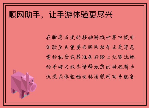 顺网助手，让手游体验更尽兴